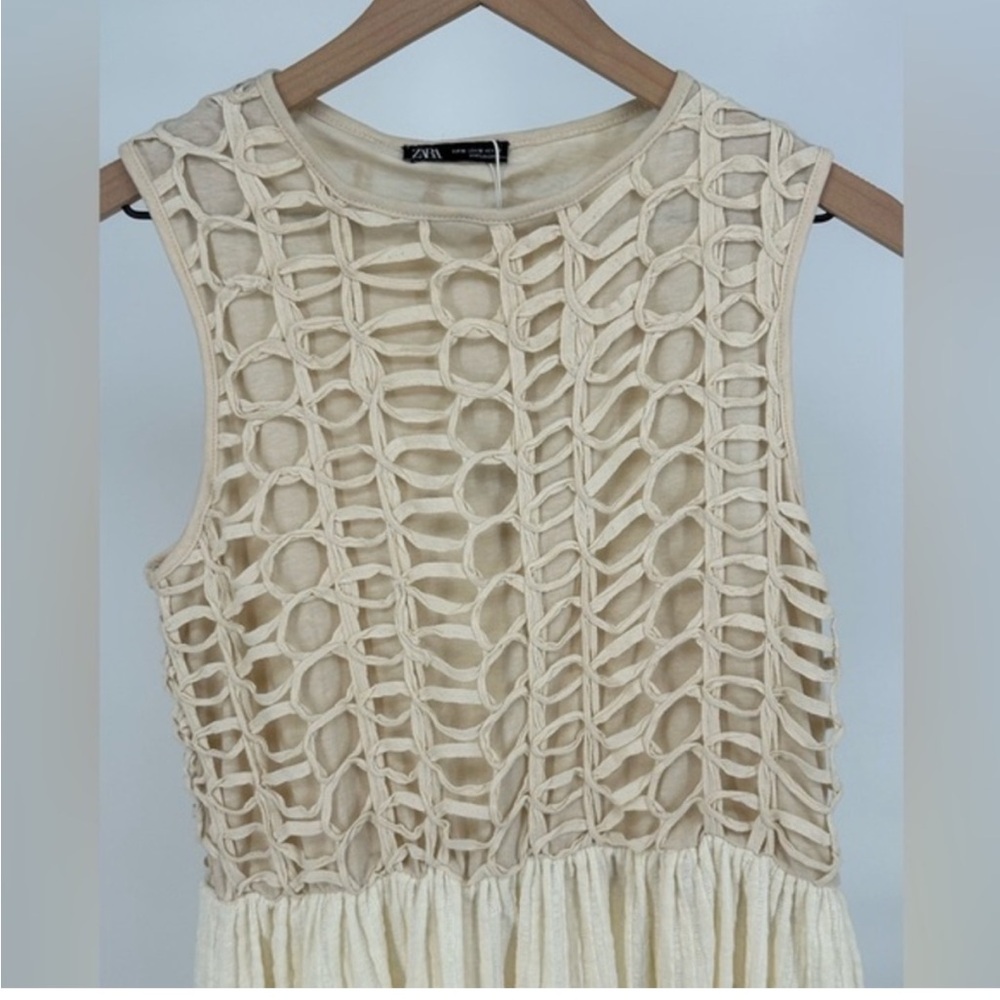 Zara cream ivory off white crochet midi dress - Picture 8 of 8